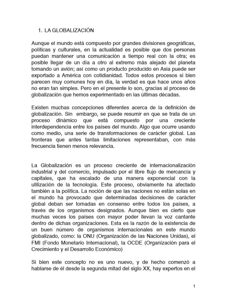 Impacto y características de la globalización | PDF | Economias | Business