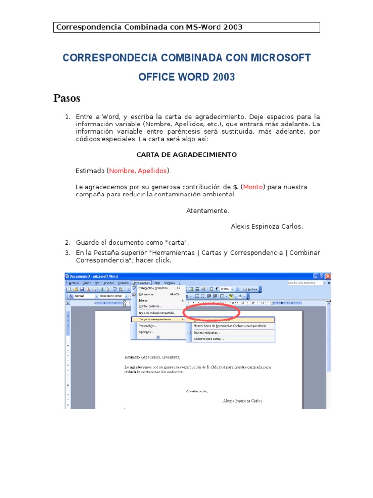Correspondencia combinada Microsoft Word Software