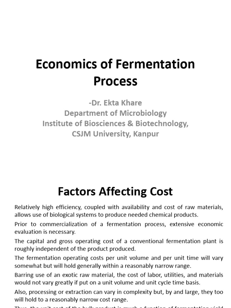 Fermentation Economics Overview | PDF | Waste Management | Profit ...