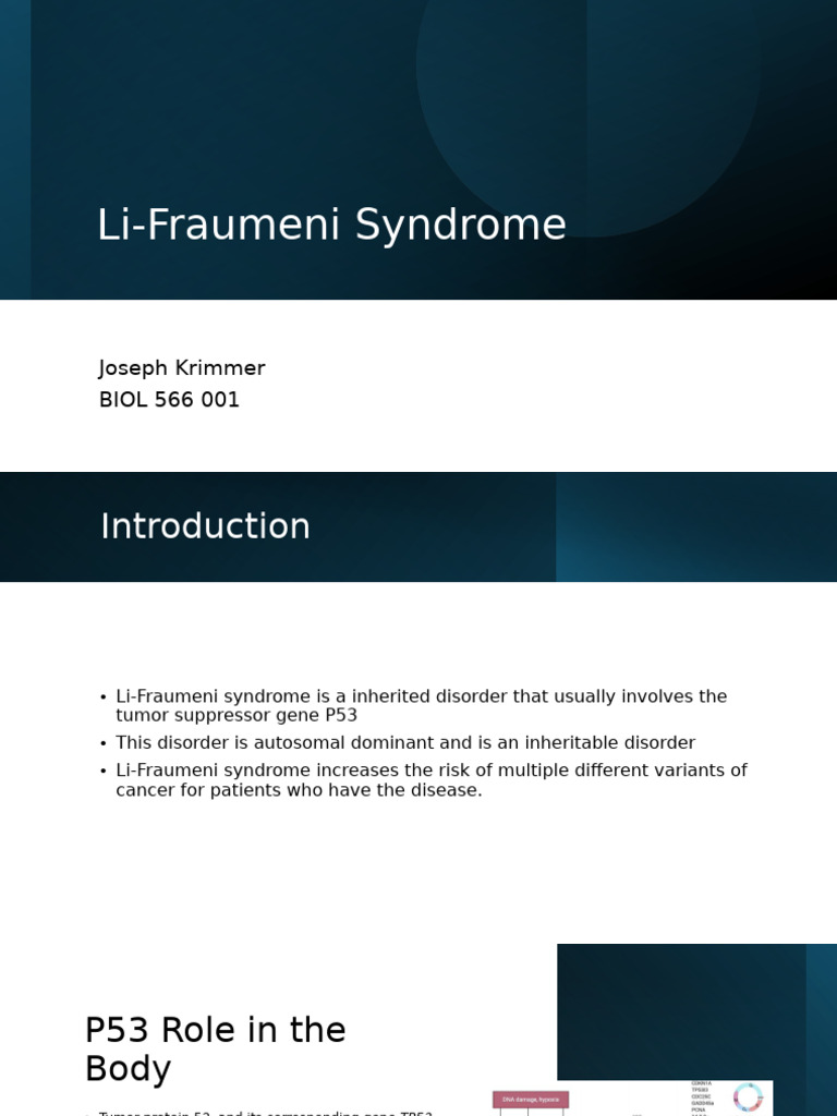 Li-Fraumeni Syndrome Krimmer, Joseph | PDF | P53 | Cancer