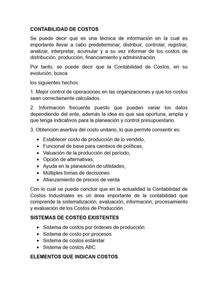 Contabilidad de Costos | PDF | Contabilidad de costos | Costo