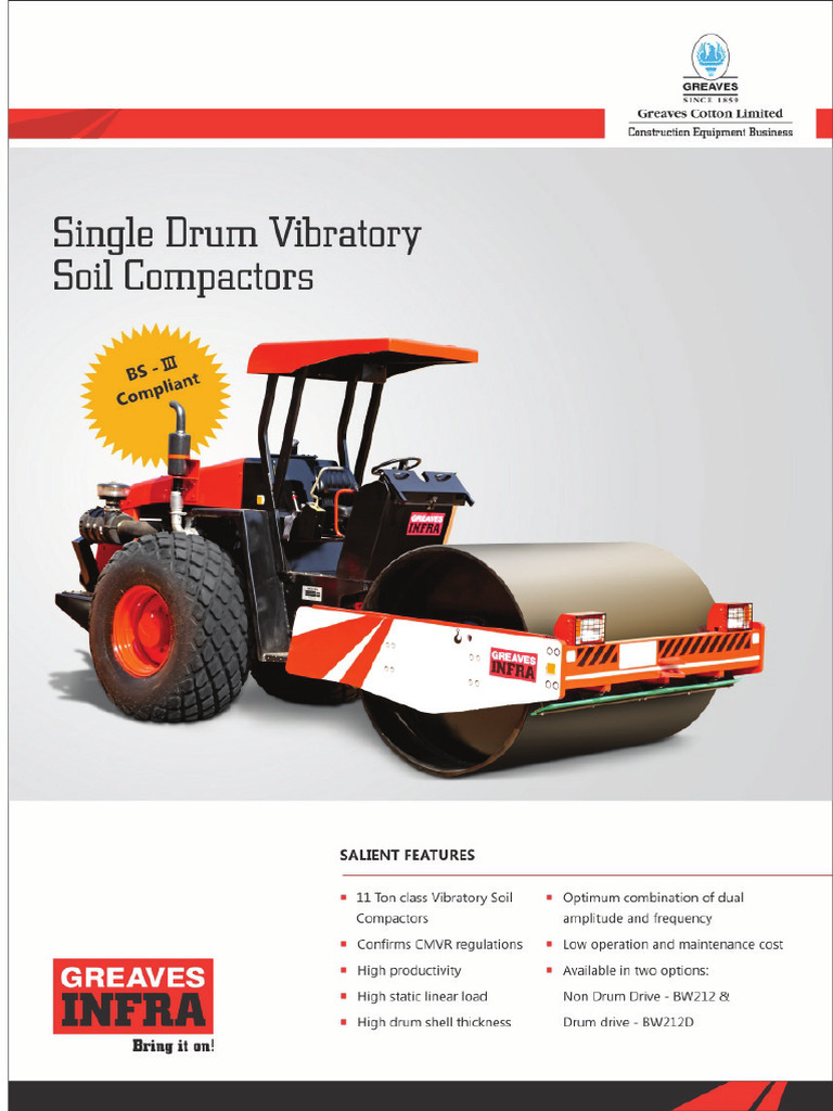 Single Drum Vibratory Soil Compactor | PDF