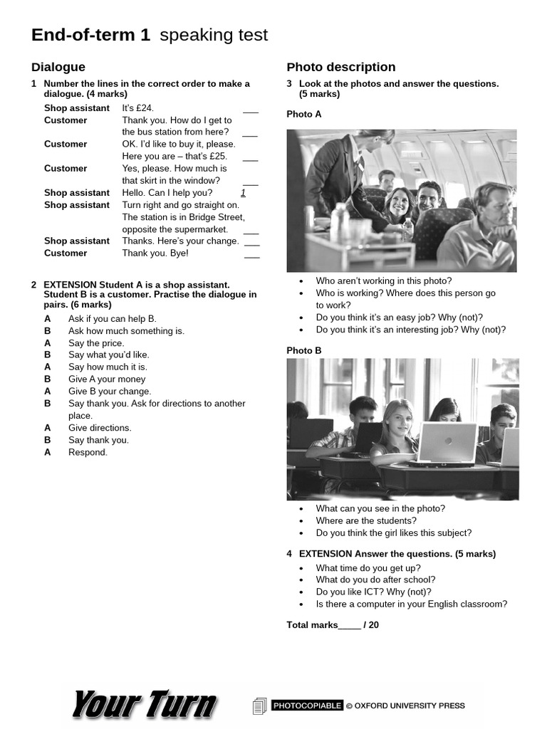 End-of-Term Speaking Test Dialogue | PDF