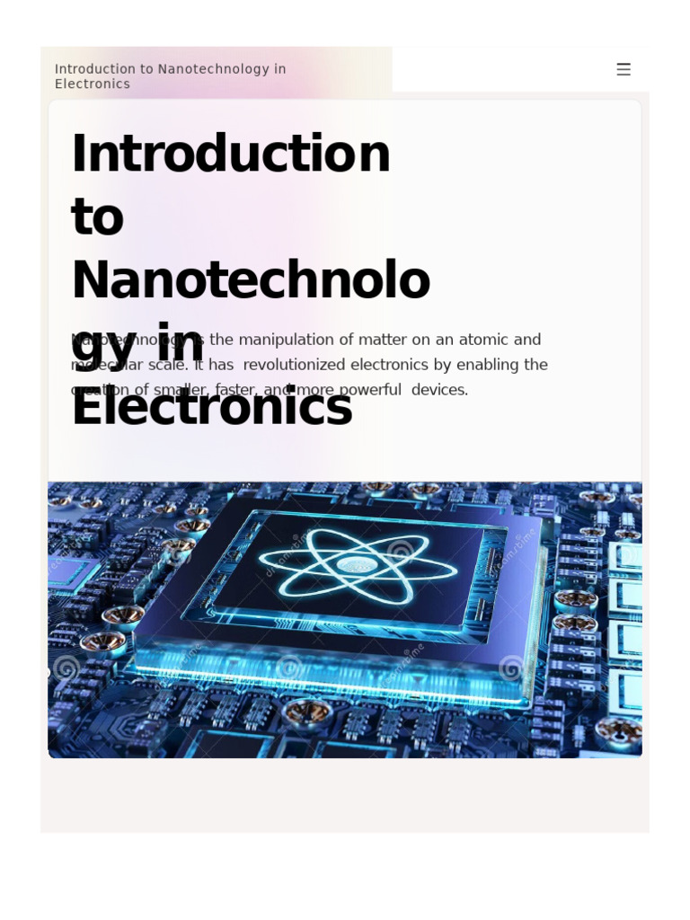 To Nanotechnolo Gy in Electronics | PDF | Nanotechnology | Electronics