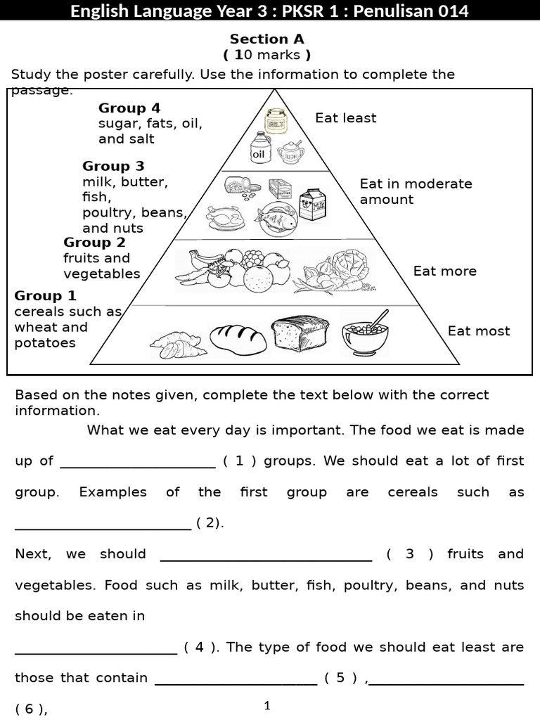 Pksr 1 writing 014 year 3 2018 pdf foods vegetables