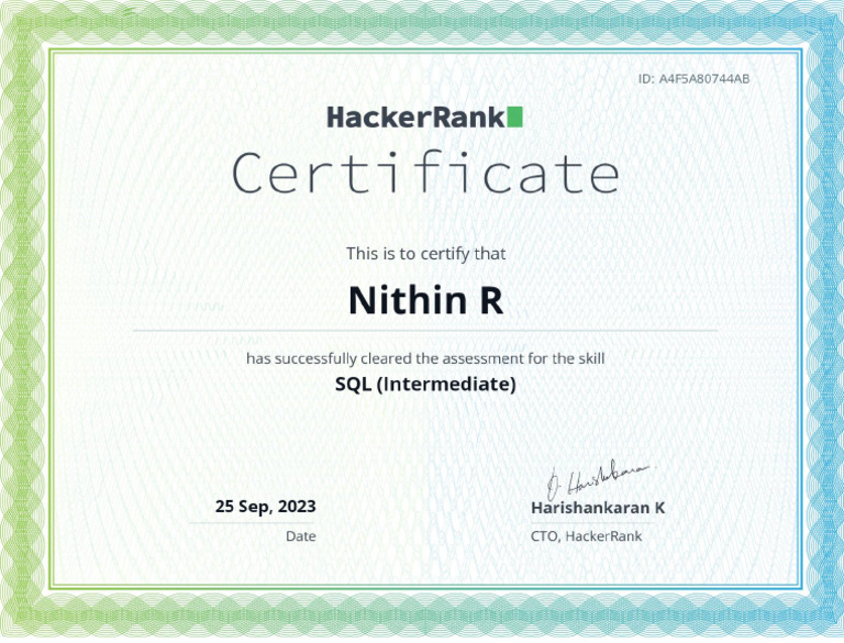 SQL - Intermediate Certificate | PDF