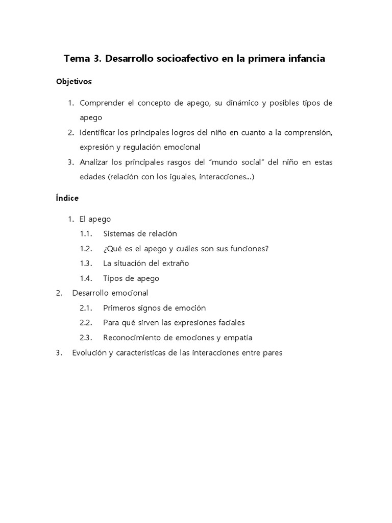 Apego y Desarrollo Emocional Infantil | PDF | Teoría de apego | Las ...