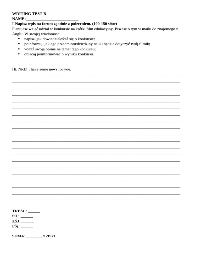 Writing Test 2 | PDF