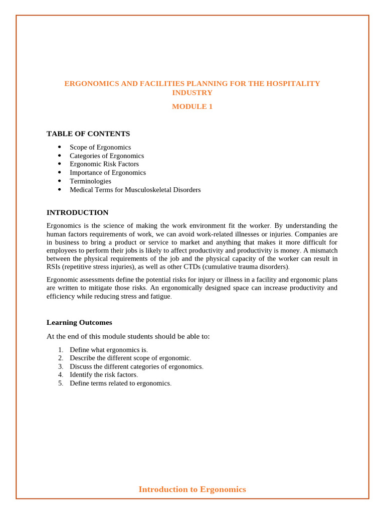 Ergonomics Module 1 Pdf Human Factors And Ergonomics Elbow