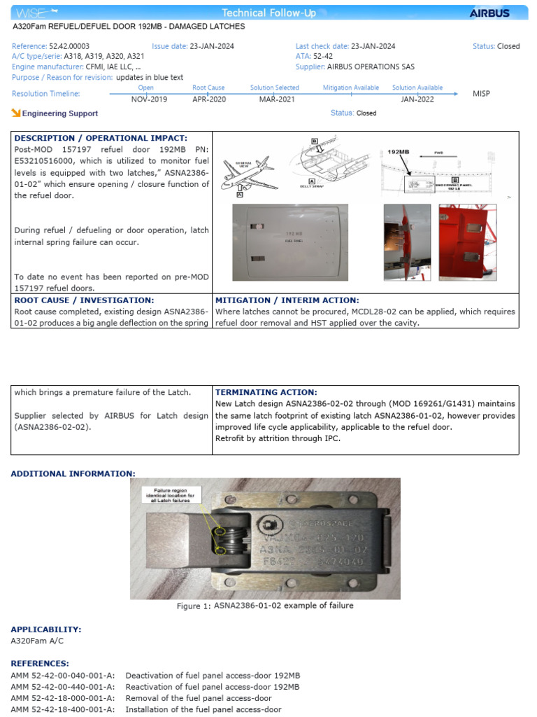 A320 Refuel Door Latch Failure Update | PDF | Airbus | Rivet