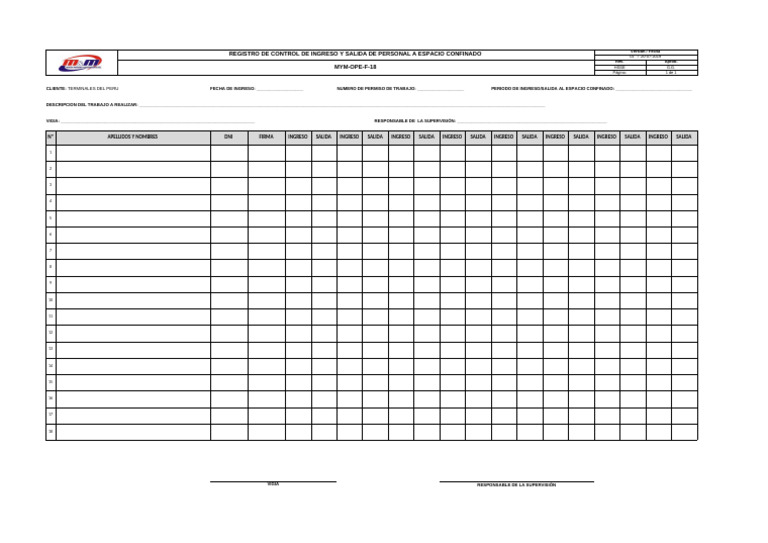 Mym-Ope-F-18 Registro de Control de Ingreso y Salida de Personal A ...