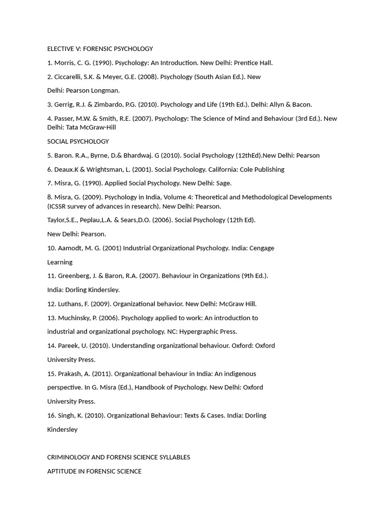 NFSU Forensic Psychology Syllabus | PDF | Forensic Science | Criminology