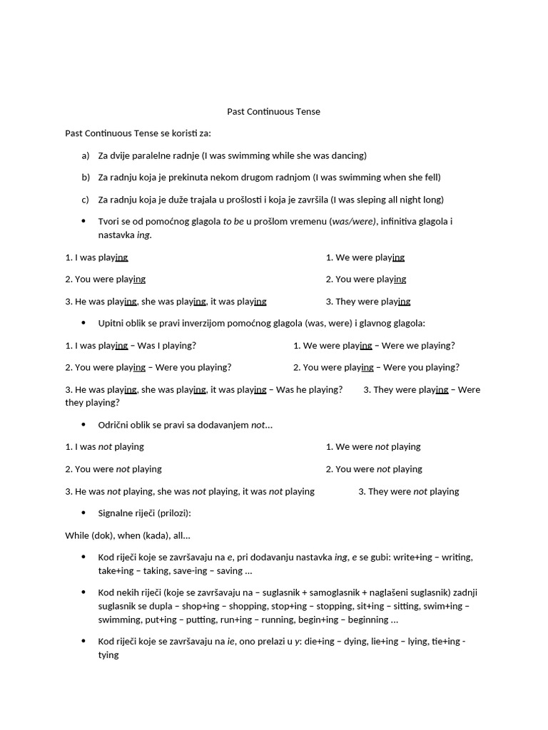 Past Continuous Tense Guide | PDF | Language Arts & Discipline | Art