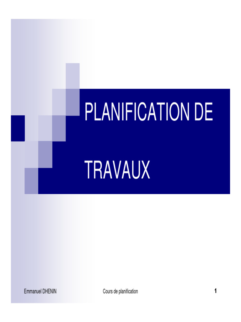 Cours de Planification de Travaux BTP | PDF | Planification ...