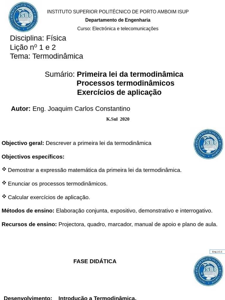 Primeira Lei da Termodinâmica e Processos | PDF | Termodinâmica | Calor