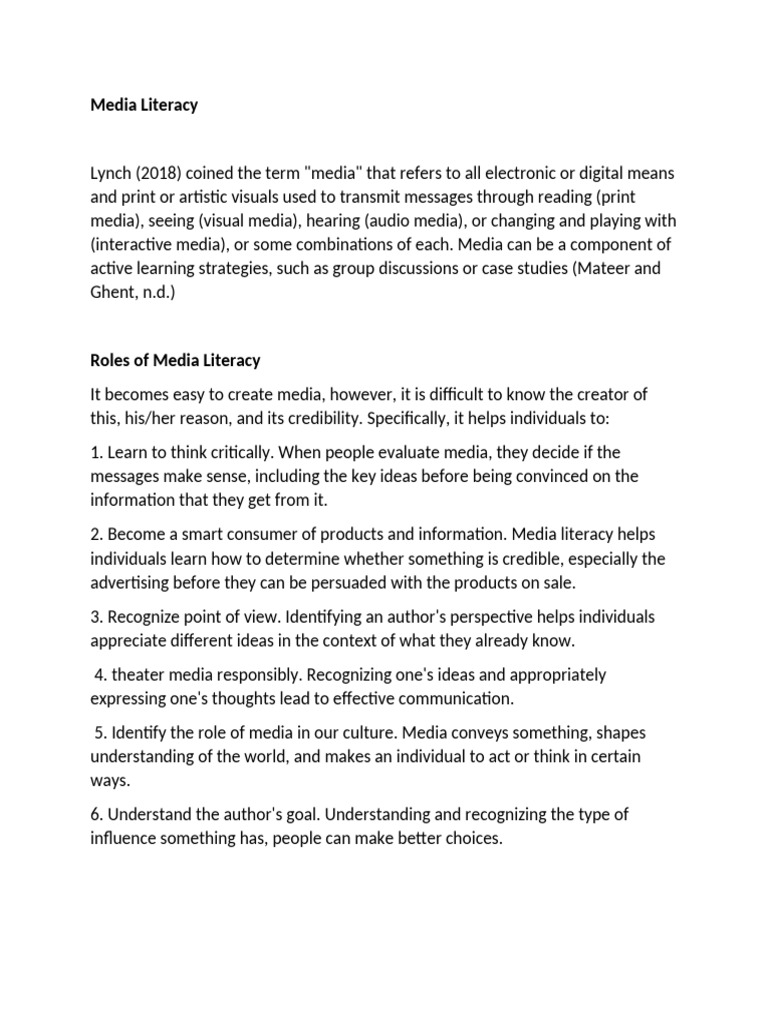 Understanding Media Literacy Essentials | PDF | Social Media | Popular ...