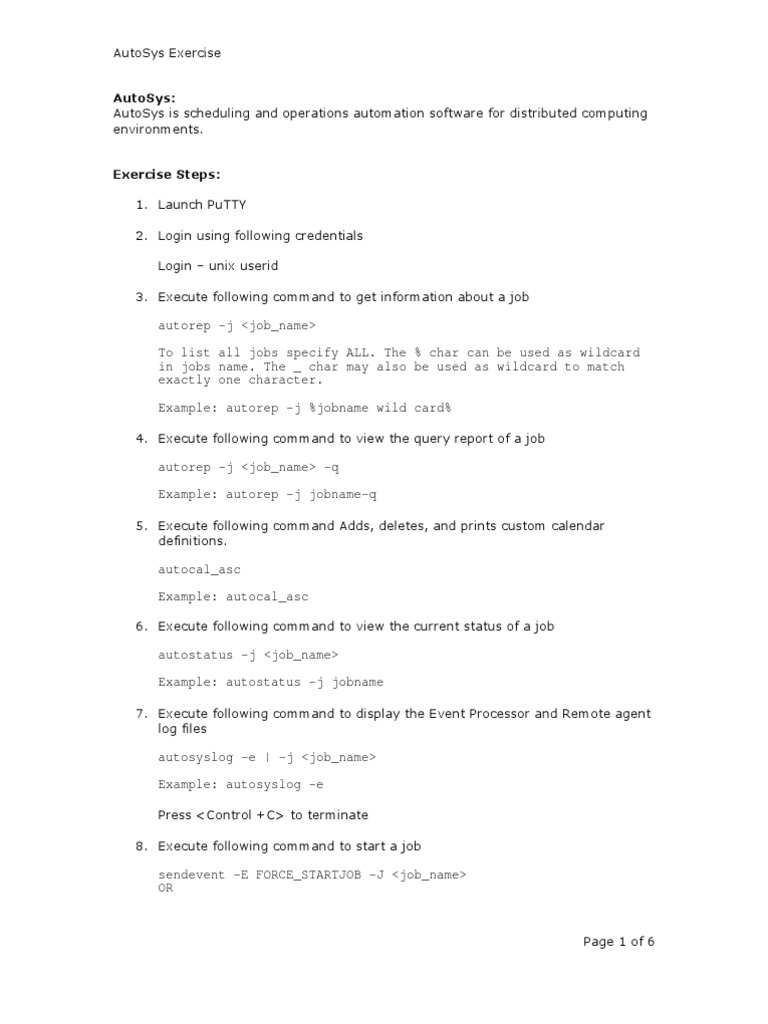 AutoSys Job Scheduling Commands Guide | PDF | Scripting Language ...