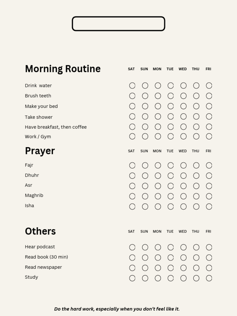 Beige Minimalist Daily Routine Planner | PDF