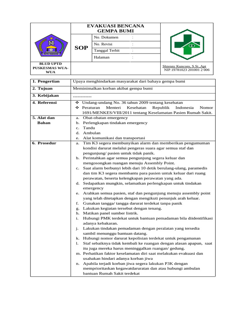 384990250 Evakuasi Bencana Gempa Bumi Fix Pdf