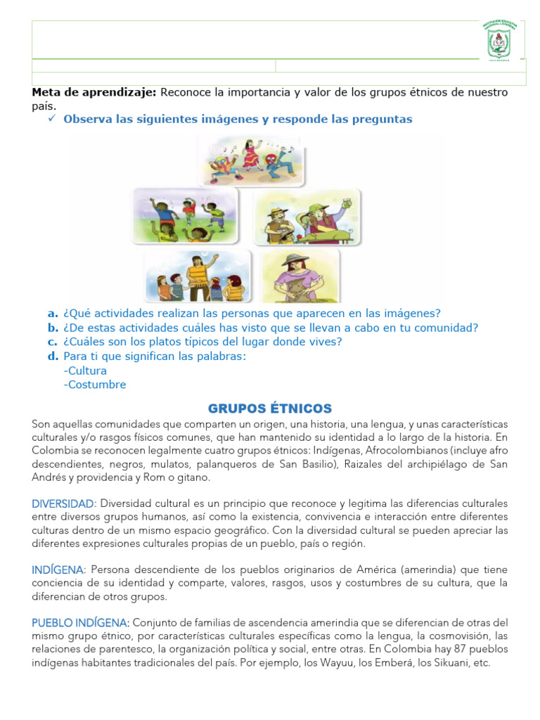 Grupos Étnicos de Colombia: Importancia y Diversidad | PDF | Etnicidad ...