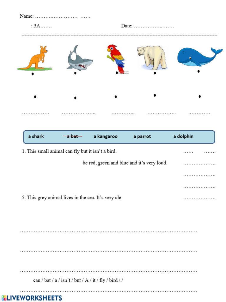 I. Reorder Letters and Match:: U7: World of Animals | PDF