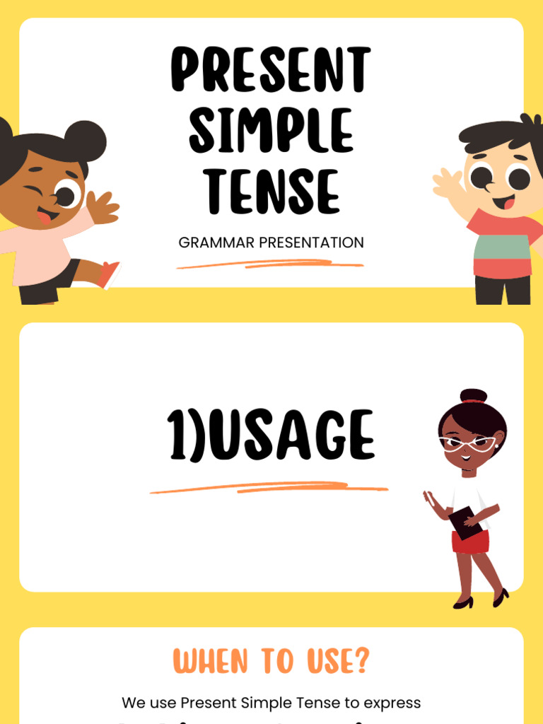 Present Simple Tense English Grammar Presentation in Orange White ...