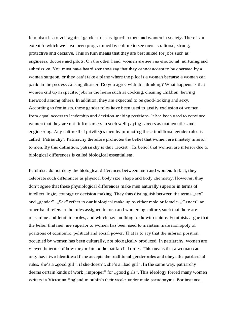 Feminism vs. Patriarchy in Society | PDF | Patriarchy | Gender Studies