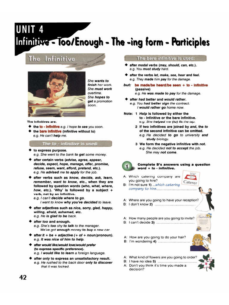 Infinitive - Too, Enough - The - Ing Form - Participles | PDF