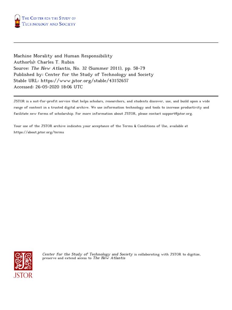 Machine Morality and Human Responsibility - Rubin | PDF | Artificial ...