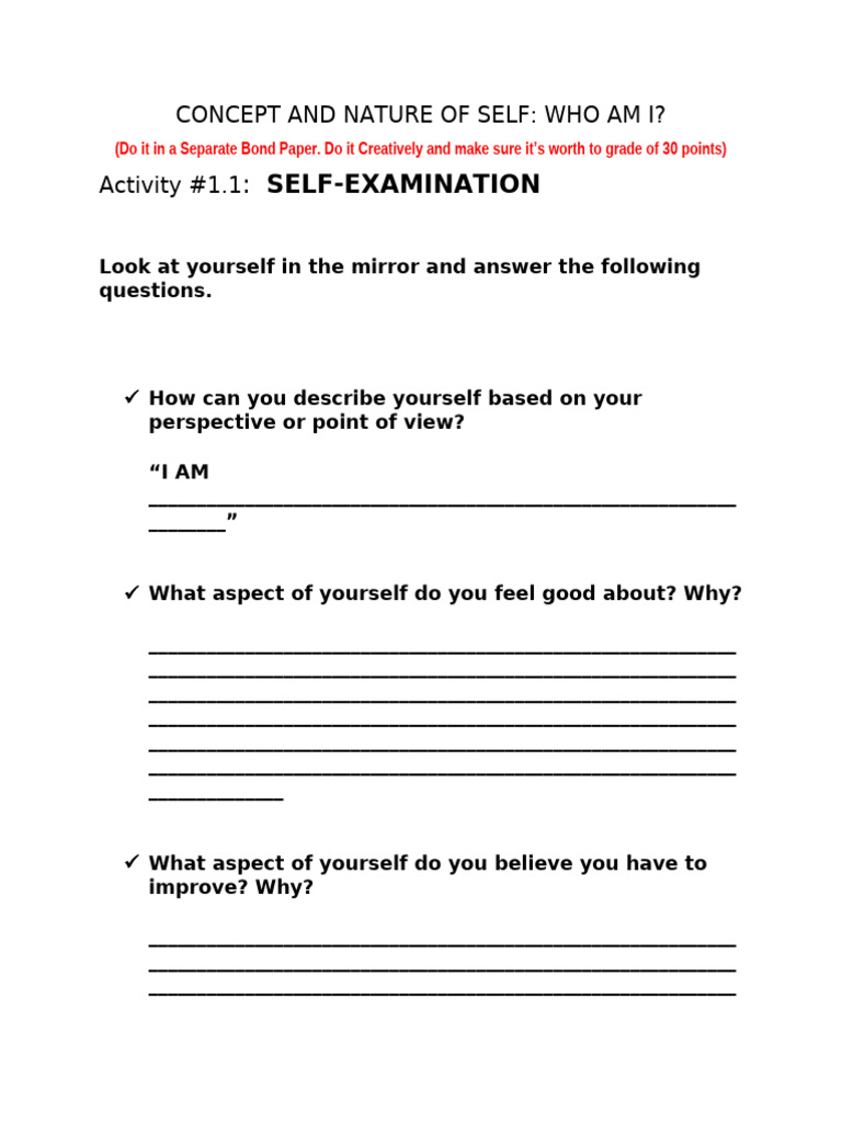 Activity 1.1 Who Am I | PDF