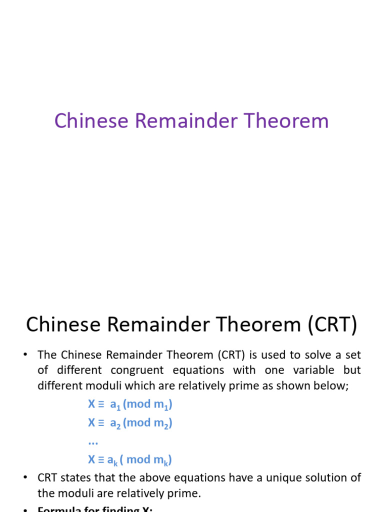 Chinese Remainder Theorem Explained | PDF | Mathematics | Algebra
