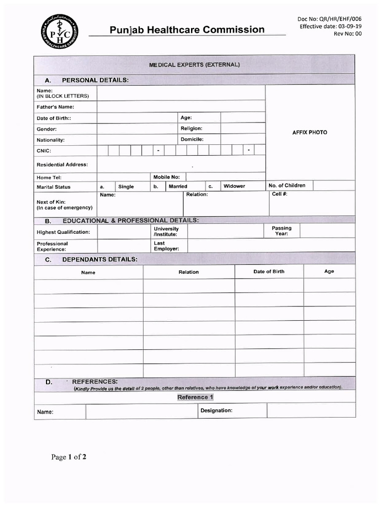 Medical Expert Form | PDF