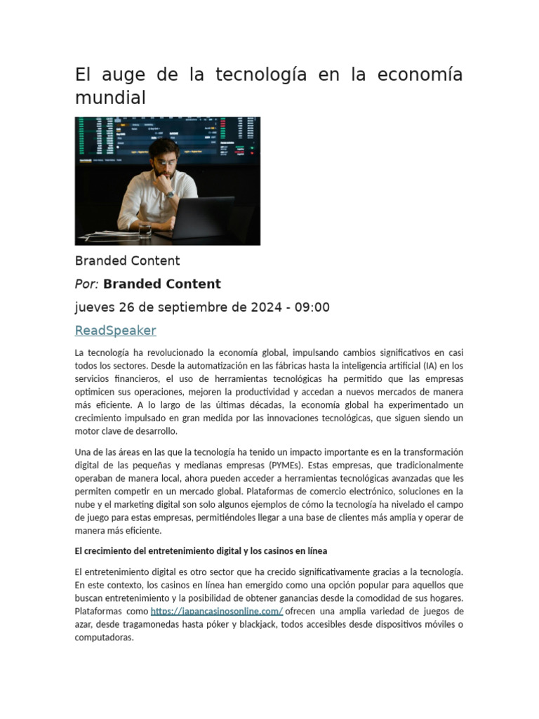 El Auge de La Tecnología en La Economía Mundial | PDF | Inteligencia ...