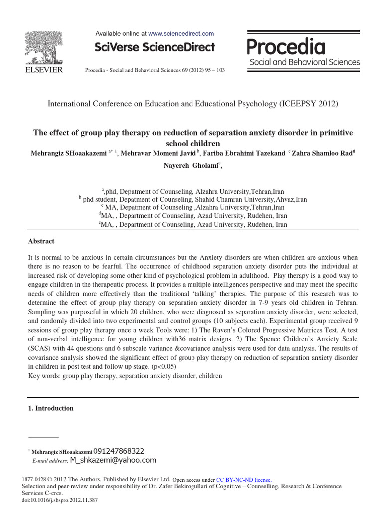 Group Play Therapy for Childhood Anxiety | PDF | Psychotherapy | Anxiety