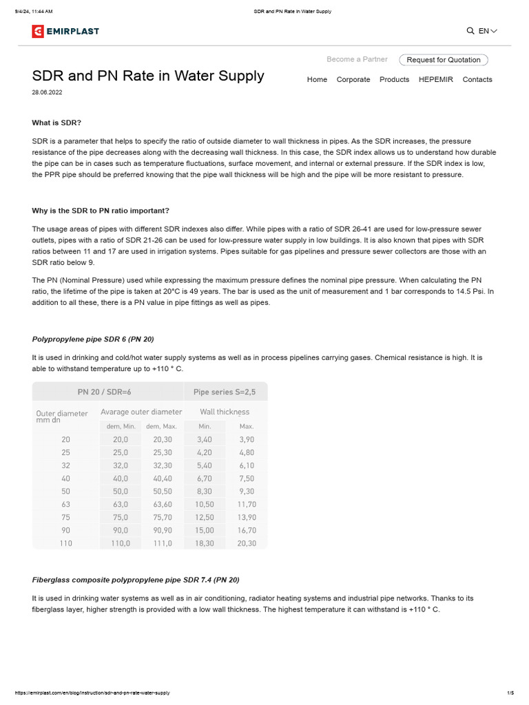 Understanding SDR and PN in Pipes | PDF | Pipe (Fluid Conveyance) | Water