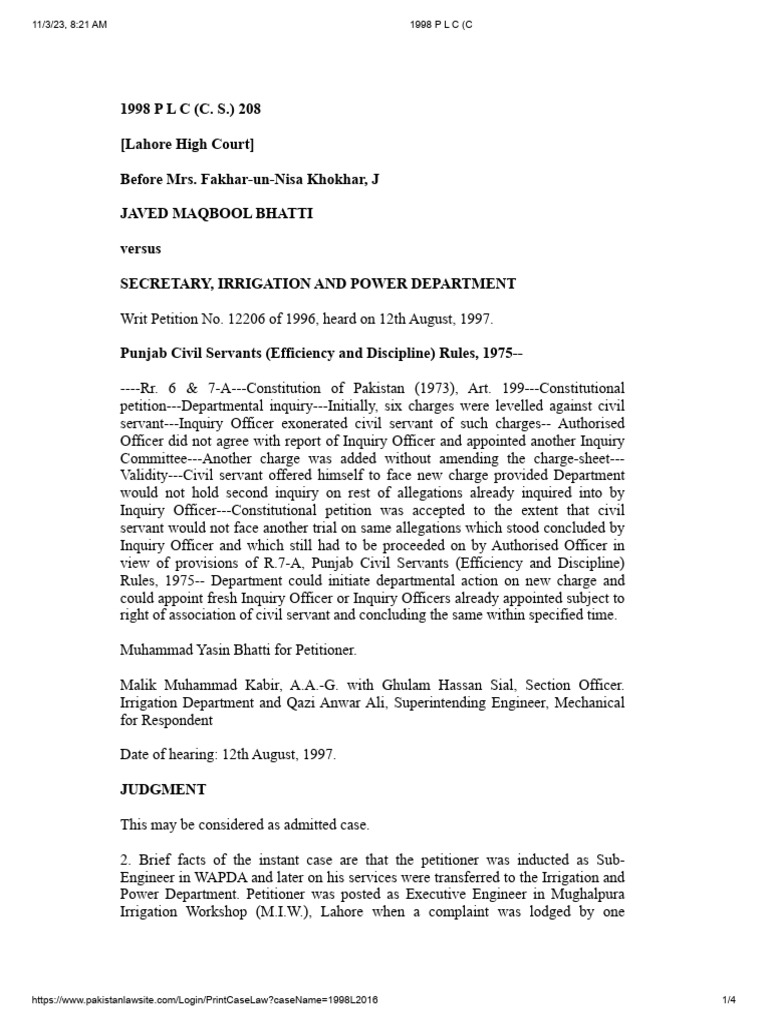 1998 P L C (C | PDF | Lahore | Separation Of Powers