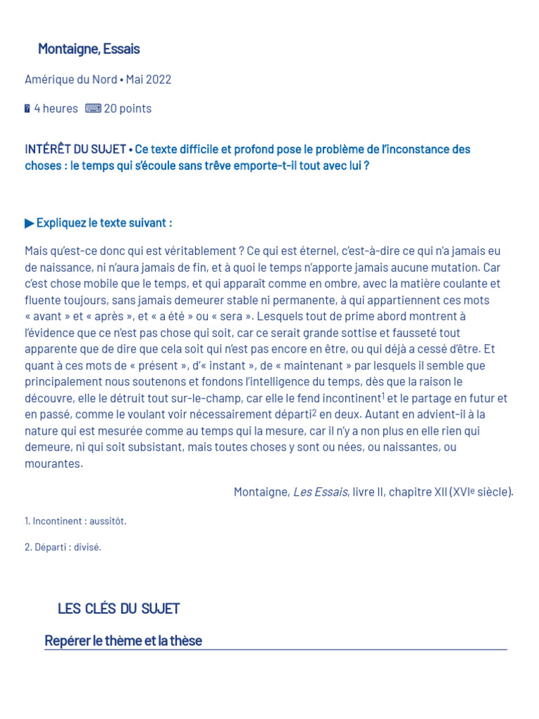 Montaigne : Temps et Inconstance des Choses | PDF | Michel de Montaigne ...