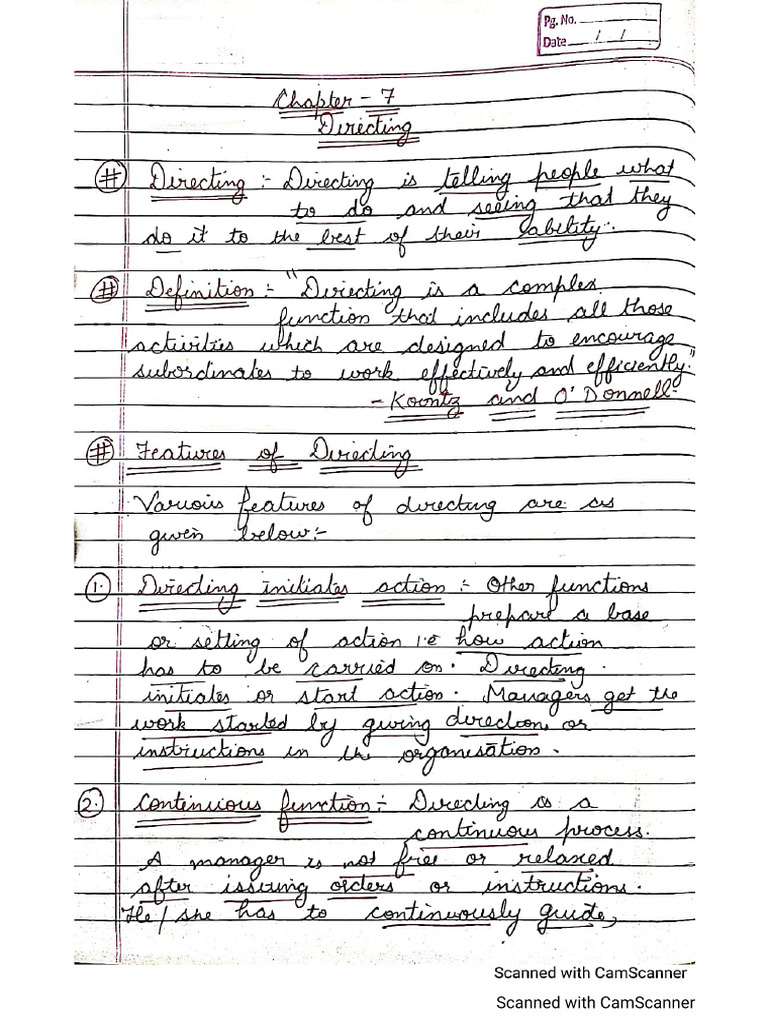 Directing Notes | PDF