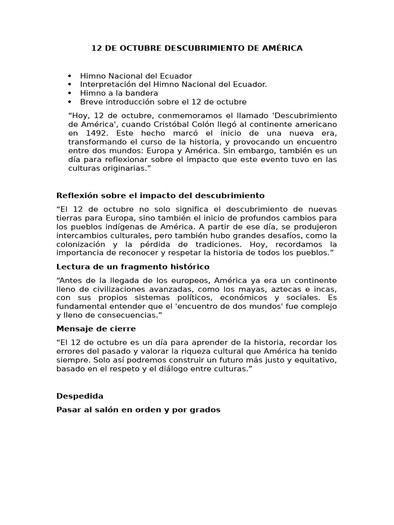 Reflexión sobre el 12 de octubre | PDF | Viajes y turismo
