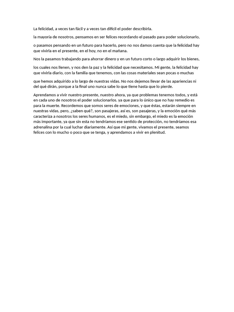 Vive la felicidad en el presente | PDF