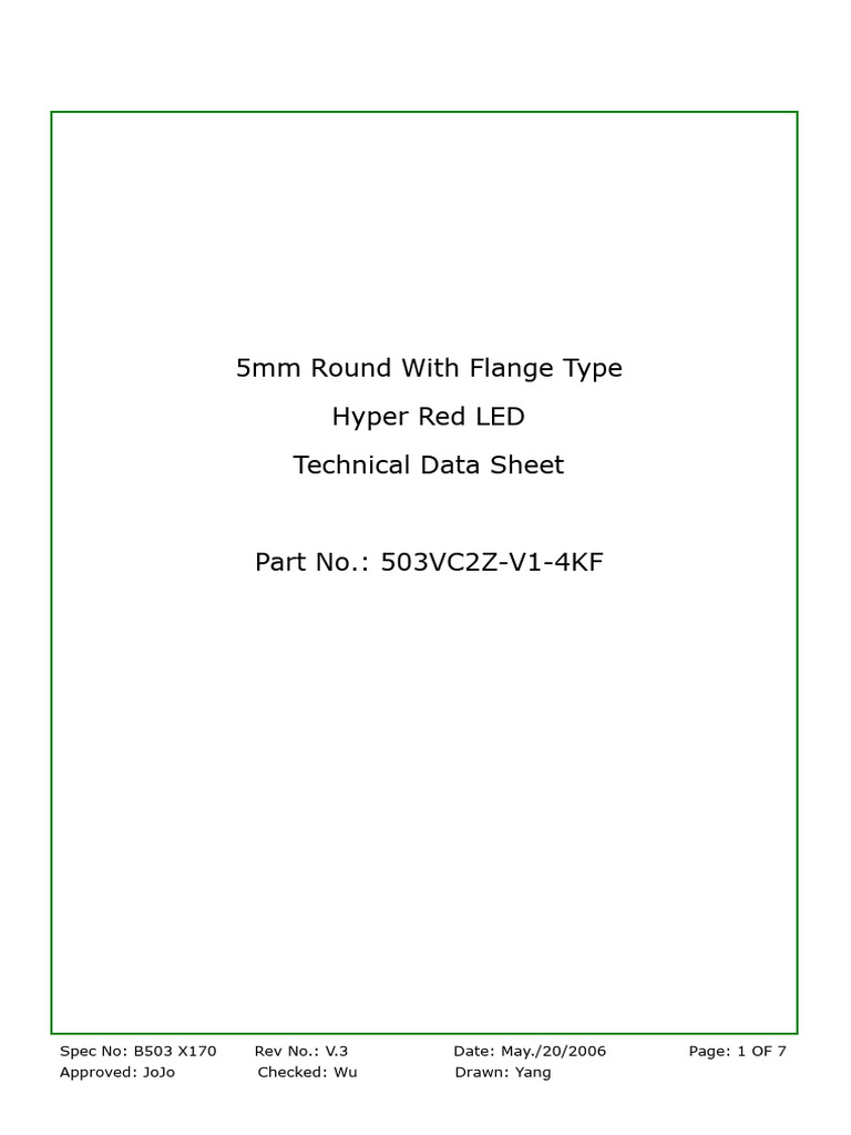 5mm Hyper Red LED Technical Data Sheet | PDF | Soldering ...