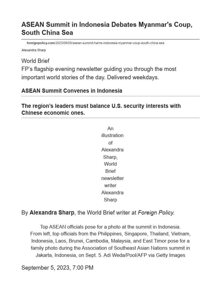 ASEAN Summit: Myanmar and South China Sea | PDF | Myanmar | Southeast Asia
