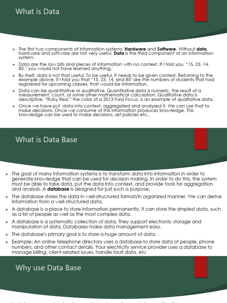 Understanding Data, Databases, and DBMS | PDF | Databases | Relational ...