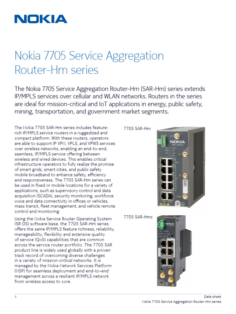 Nokia 7705 SAR-Hm Router Overview | PDF | Computer Network | Virtual ...