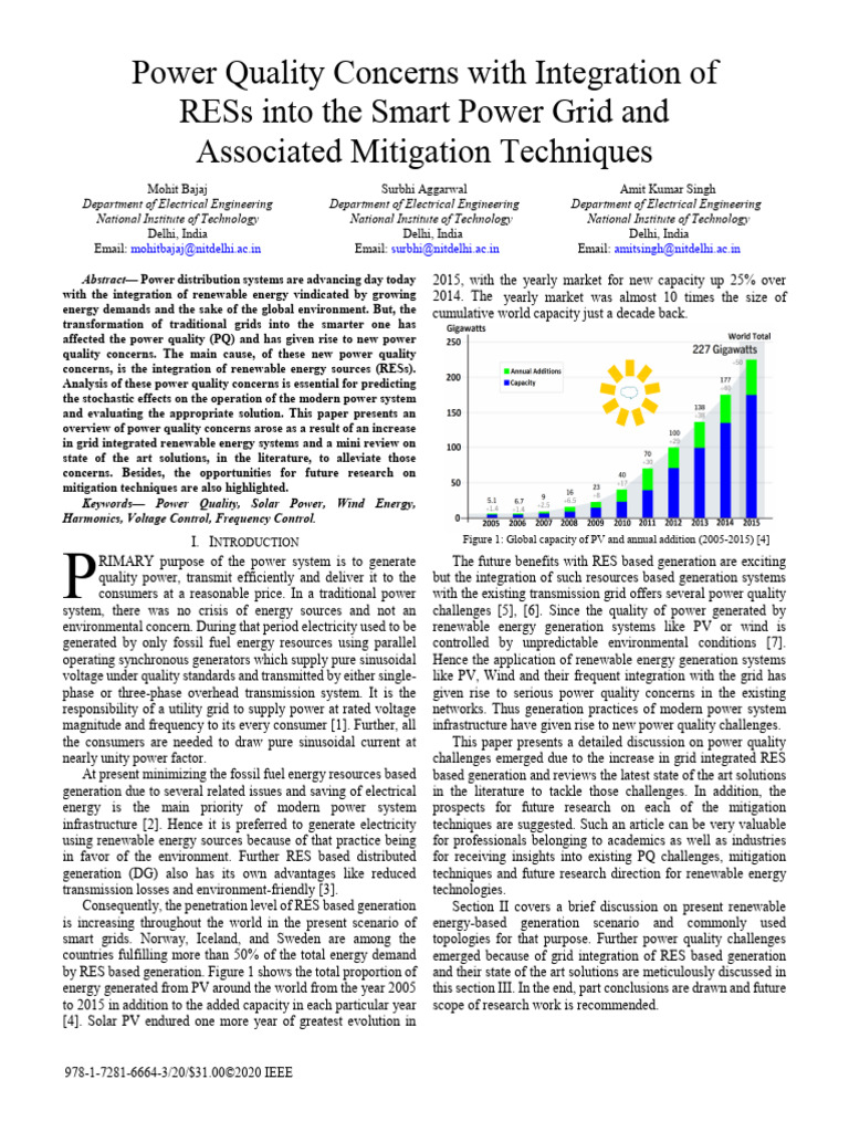 Power Quality Concerns With Integration of | PDF | Renewable Energy ...