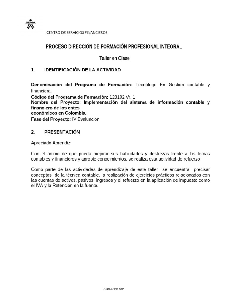 Taller de Gestión Contable y Financiera | PDF | Contabilidad | Bancos