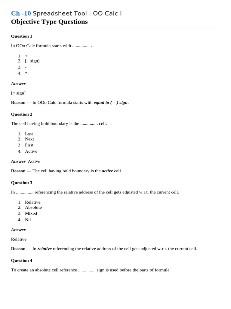 Ch 10 notes class ix it calc pdf spreadsheet worksheet
