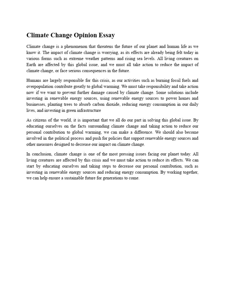 Climate Change Opinion Essay Example PDF | PDF | Science & Mathematics