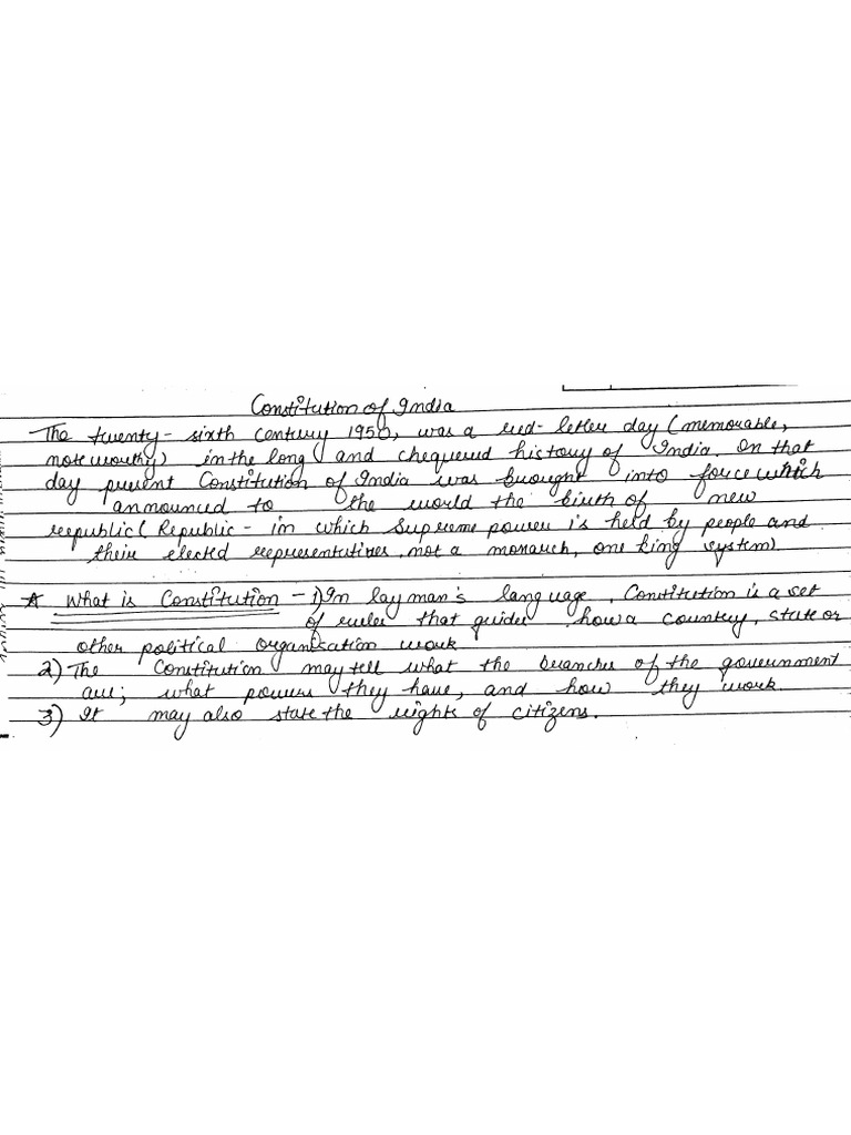 Constitution of India Notes Part 1 | PDF