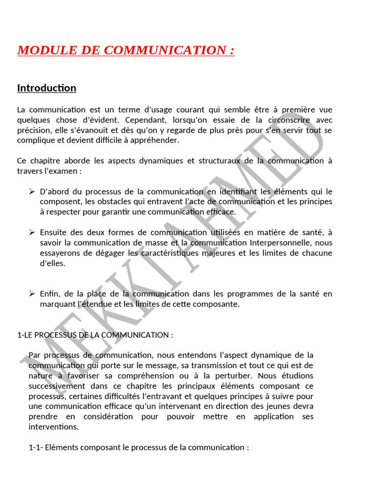 Aspects clés du processus de communication | PDF | la communication ...